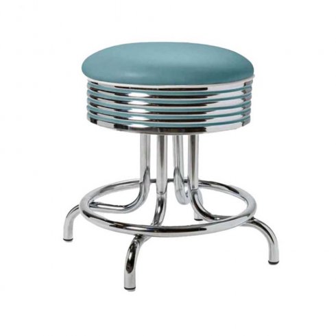 Retro pall rund låg blå