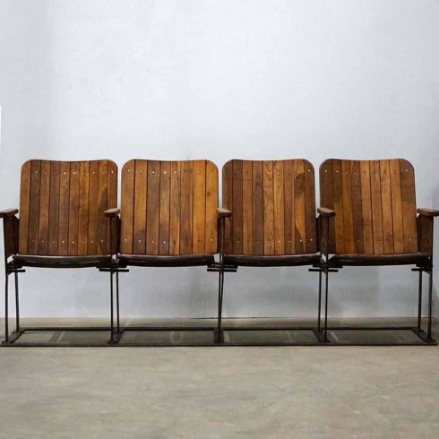 Biografbänk med träsits Bollywood 4 sits 