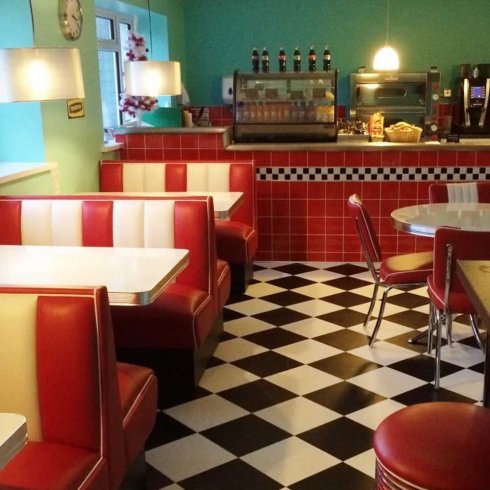 Diner booth - retro soffa två sidor 120 cm