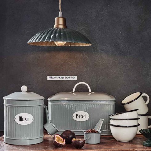 Brödburk med text i plåt Grön