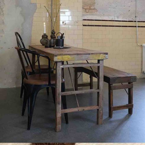 Träbänk i återvunnet material hopfällbar 119 cm 