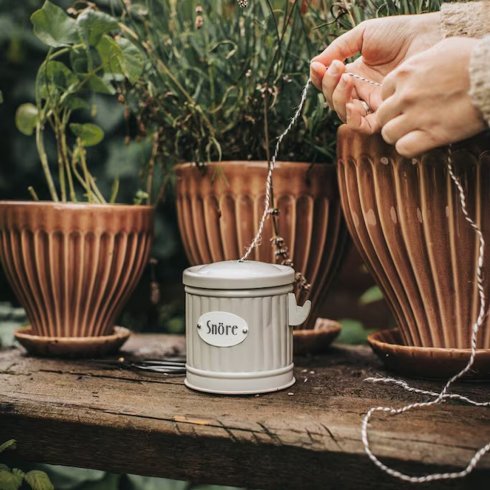 Retro plåtburk snöre  Ø 10,3 - Beige