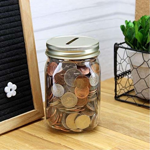 Mason jar Coin bank lid - Sparbössa lock - Wide mouth