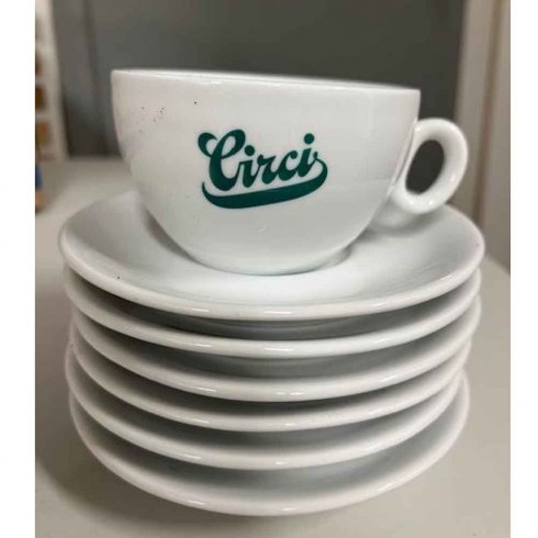 Circi cappuccino-kopper, 6-pak med underkopper