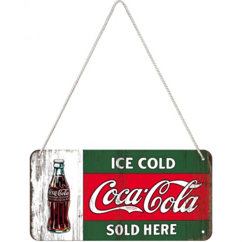 Plåtskylt med hänge Coca-Cola Ice Cold