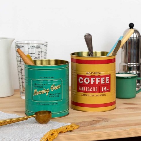Kruka / plåtburk 2 pack Vintage Coffee