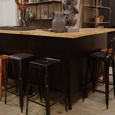 Barstol Copenhagen Svart med ryggstöd Trademark Living