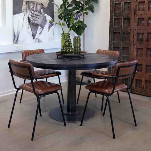 Matstol Brooklyn i läder & järn Trademark Living