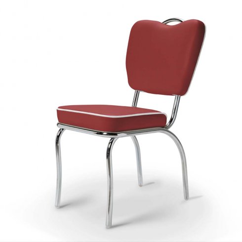 Diner stol med nitar mörkröd
