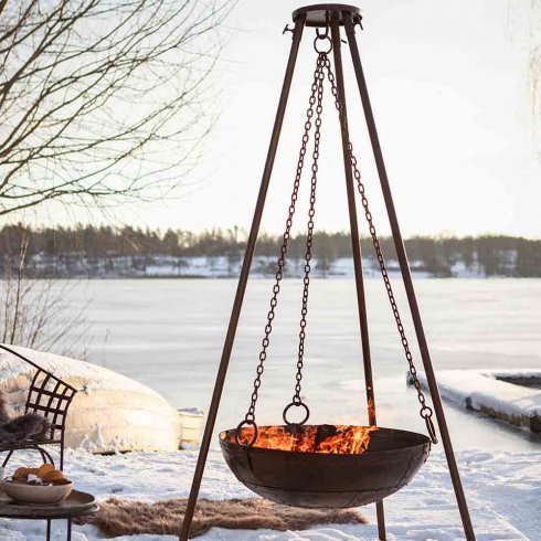 BARBEQUE Eldkorg Ø 80 cm med ställning Brun