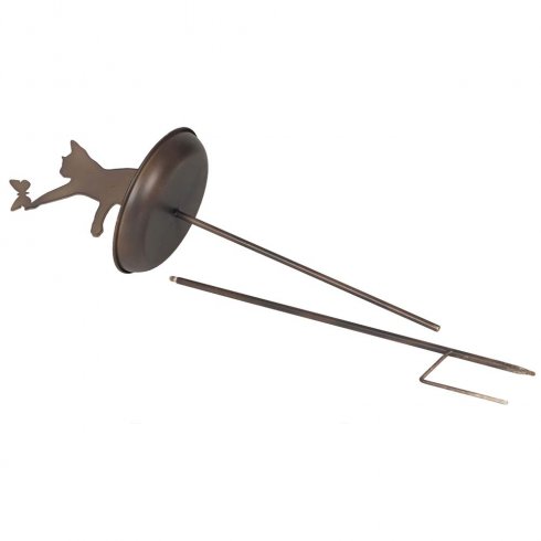 Trädgårdsstick katt med fågelmatare metall