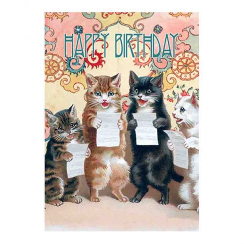 Födelsedagskort dubbelt Happy Birthday Cats