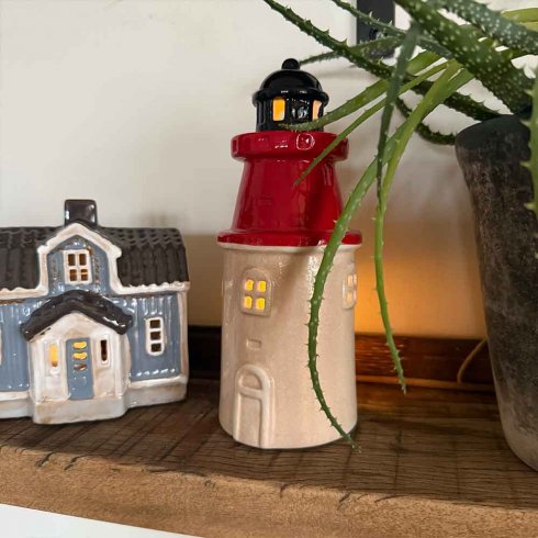 Keramikhus Hållö fyr för värmeljus 18 cm