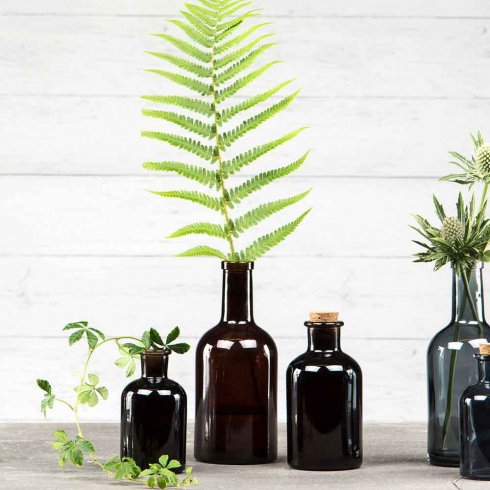 Glasflaska med kork Mörkbrun 250 ml