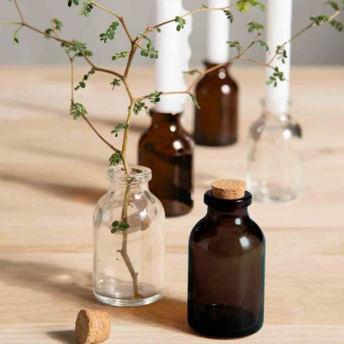 Glasflaska med kork klar Mini 20 ml