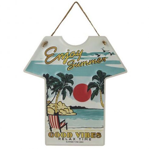 Plåtskylt med hänge Enjoy summer 34x37cm