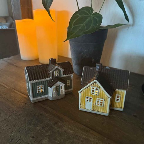 Keramikhus Svenskt Gult för värmeljus 12 cm