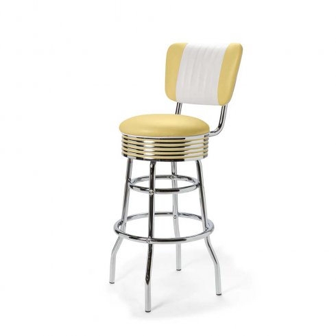 Diner barstol vintage med rygg gul