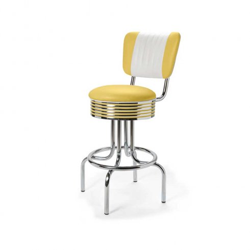 Diner barstol retro 66 cm med rygg gul