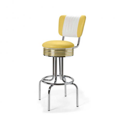 Diner barstol retro med rygg gul