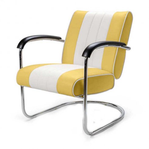 Diner stol retro med armstöd gul