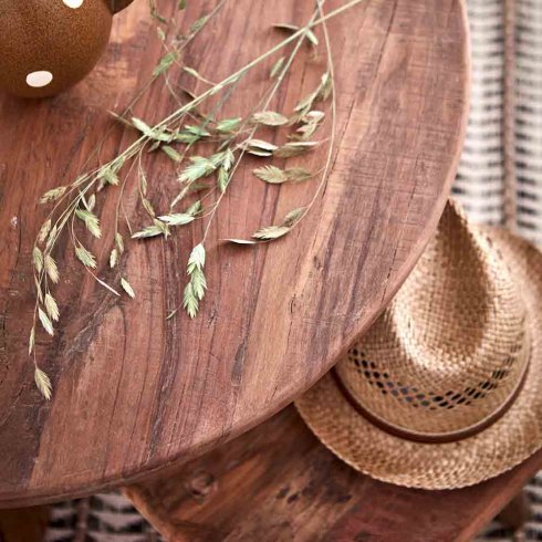 Halmhatt med litet brätte & läderband