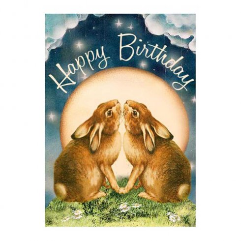 Födelsedagskort dubbelt Moon Rabbits