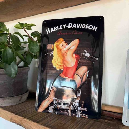 Harley Davidson Bikerbabe plåtskylt 20x30cm