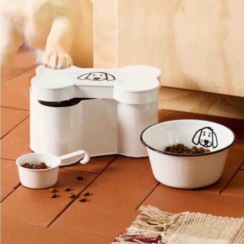 Hundmatsskål Liten vit emalj