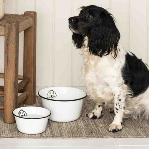 Hundmatsskål Liten vit emalj