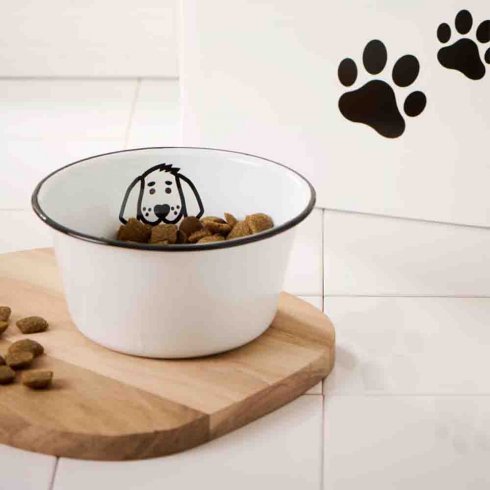 Hundmatsskål Liten vit emalj