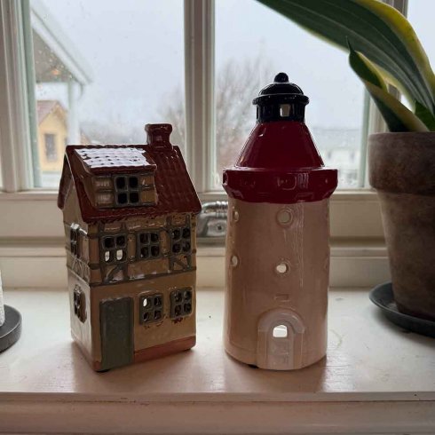 Keramikhus Landsort fyr för värmeljus 18 cm