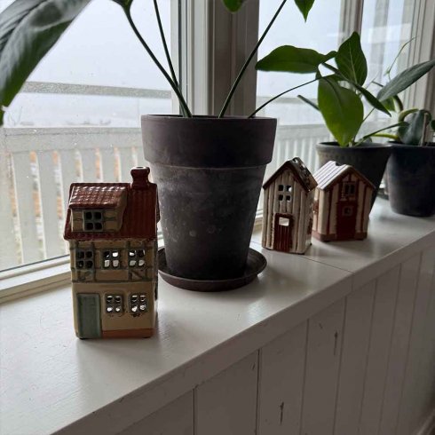 Keramikhus Gult för värmeljus 15,5 cm