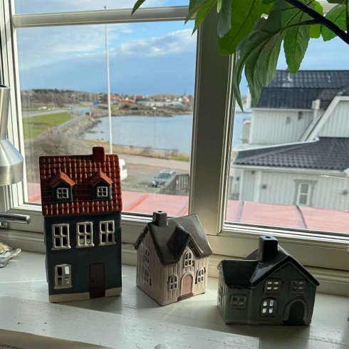 Keramikhus Blått för värmeljus 24 cm