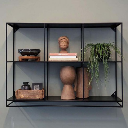 Washington vägghylla med 6 fack svart - Trademark Living