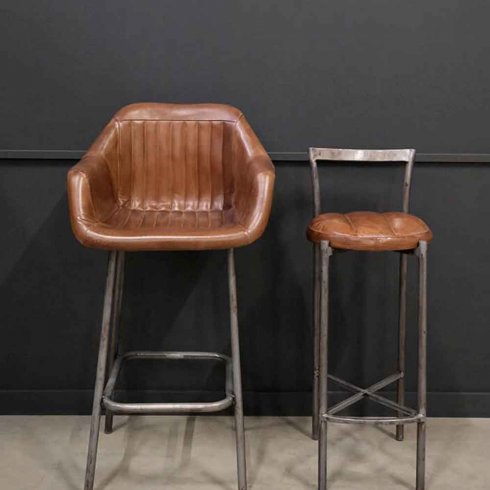 Barstol Portland med runt lädersäte Trademark Living
