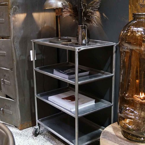 Industriellt rullbord med 4 hyllplan Trademark Living
