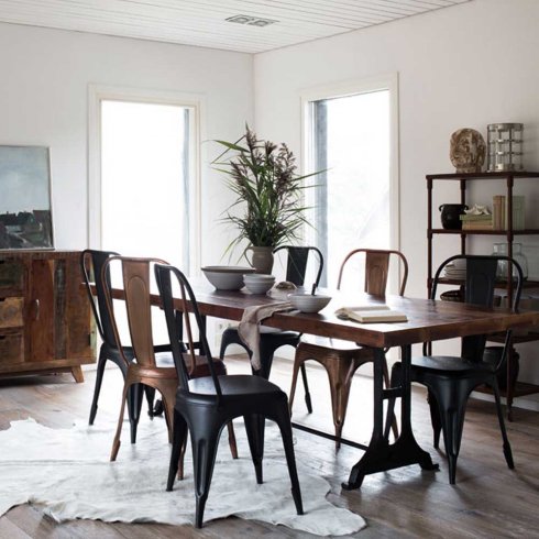 Industriellt matbord i återvunnet trä 180 x 90 cm