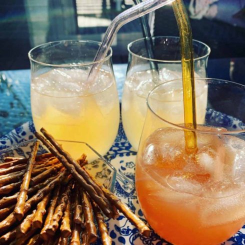 Glas Sugrör med böj - Grön