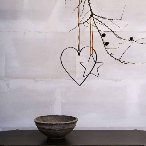 Julstjärna med Läderband - 17 cm