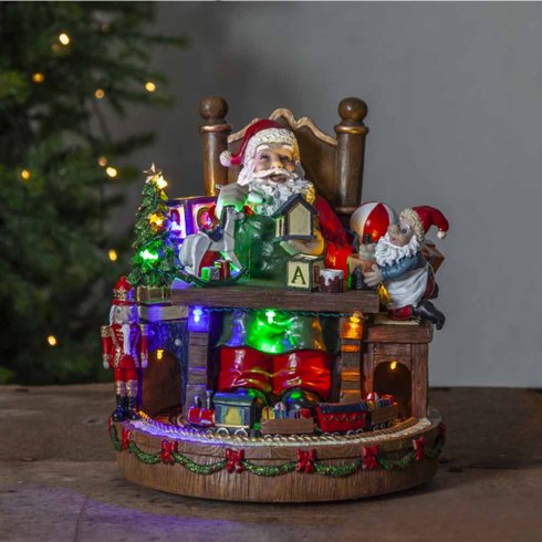 Juldekoration Tomte med tåg & musik 