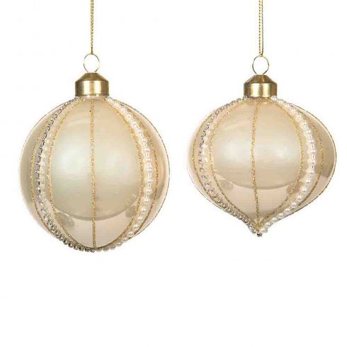 Julgranskulor 4 pack Estelle Champagne Mix 8 cm 