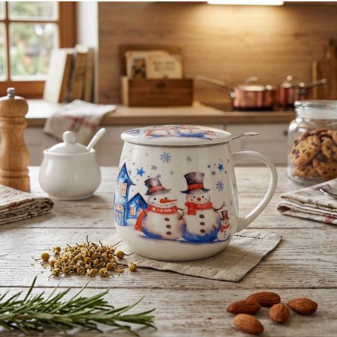 Julmugg med tesil & lock Snögubbar