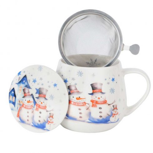 Julmugg med tesil & lock Snögubbar