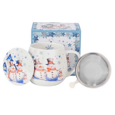 Julmugg med tesil & lock Snögubbar
