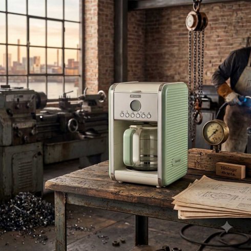 Ariete vintage kaffebryggare I retrostil grön