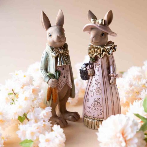 Dekoration Herr & fru kanin finklädda 2 set
