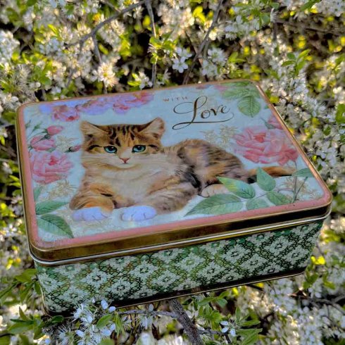 Platt plåtburk With love Katt