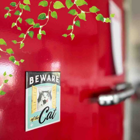 Magnet beware of the cat 6x8cm