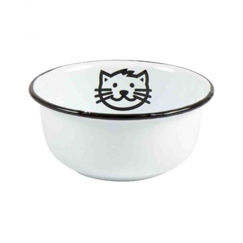 Kattmatsskål Mini vit emalj